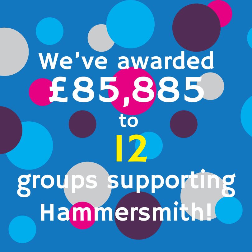 Graphic reading We've awarded £85,885 to 12 groups supporting Hammersmith