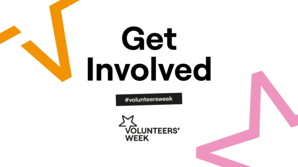 Graphic saying Get Involved, #VolunteersWeek