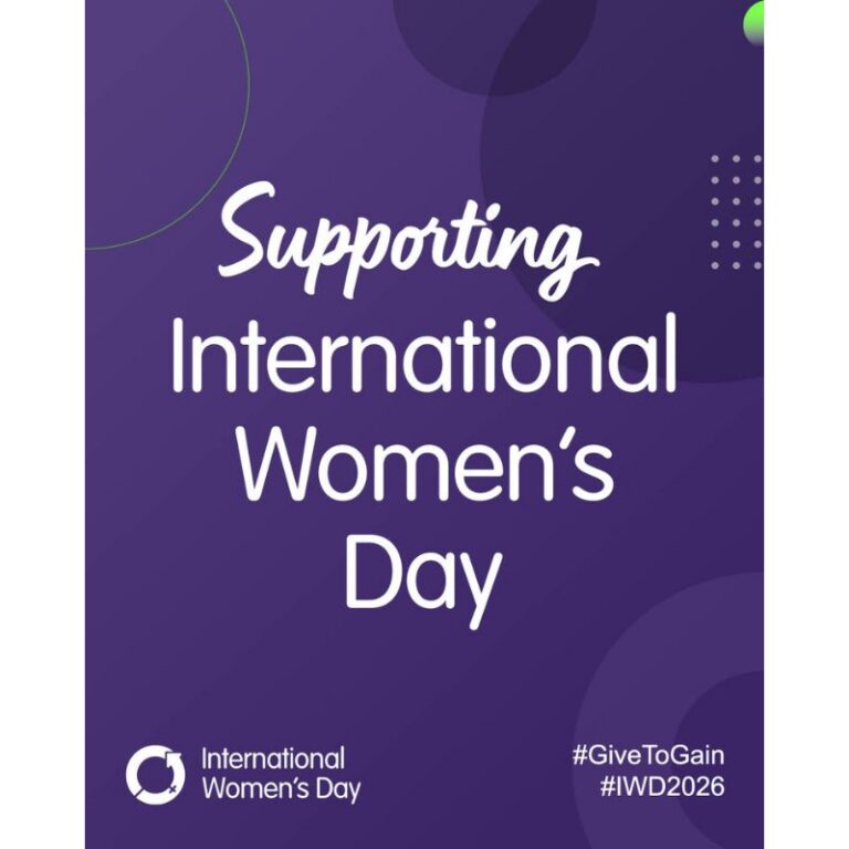 Graphic saying Supporting International Women's Day